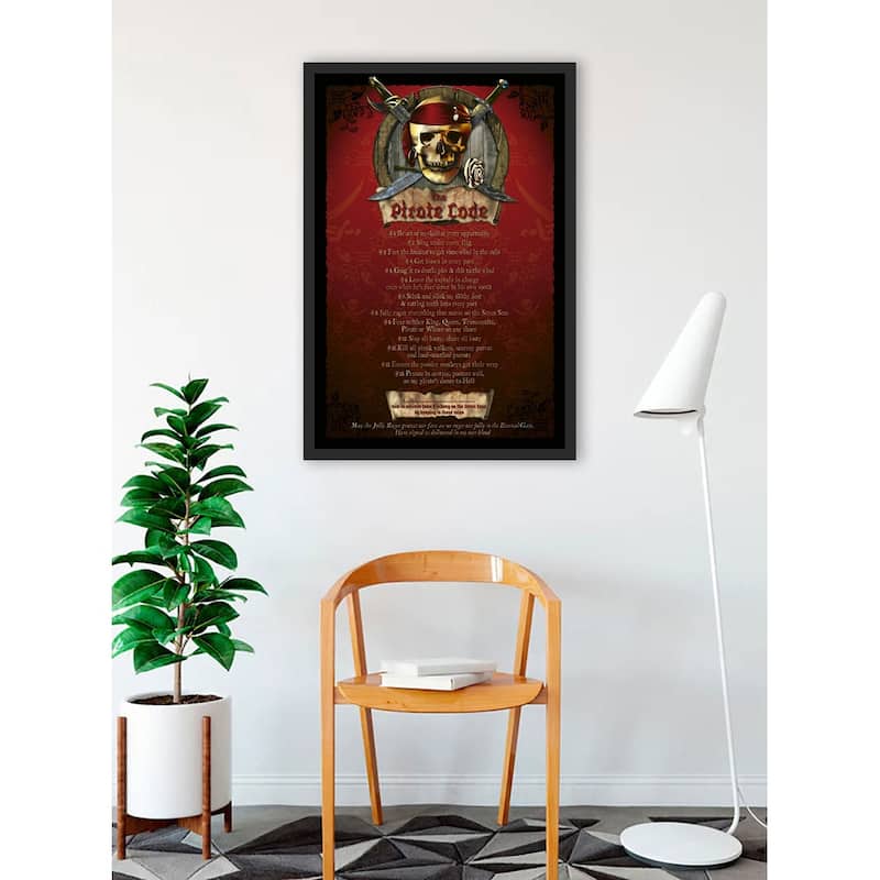 Pirate Code Typography Framed Art Poster - 24 x 36 Inch