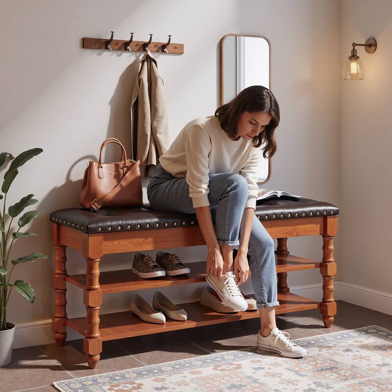 39-inch Solid Wood Storage Bench with Lift Top