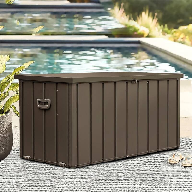 100 Gallon Outdoor Storage Deck Box Waterproof - Brown