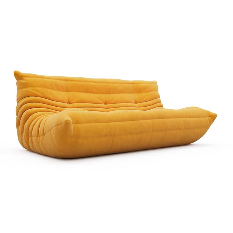 3 Seat Suede Fabric Lounge Floor Couch Lazy Sofa for Living Room