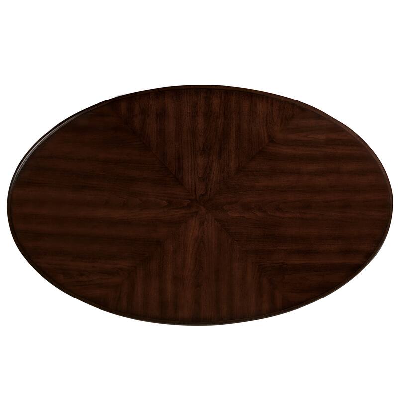 42" Oval Wood Coffee Table for Living Room,2-Tier Solid Wood Cocktail Table with Open Storage Shelf, Easy Assembly