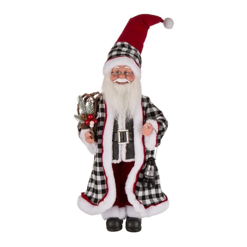 Glitzhome Christmas Lifelike Standing Santa Figurine Table Top Decor