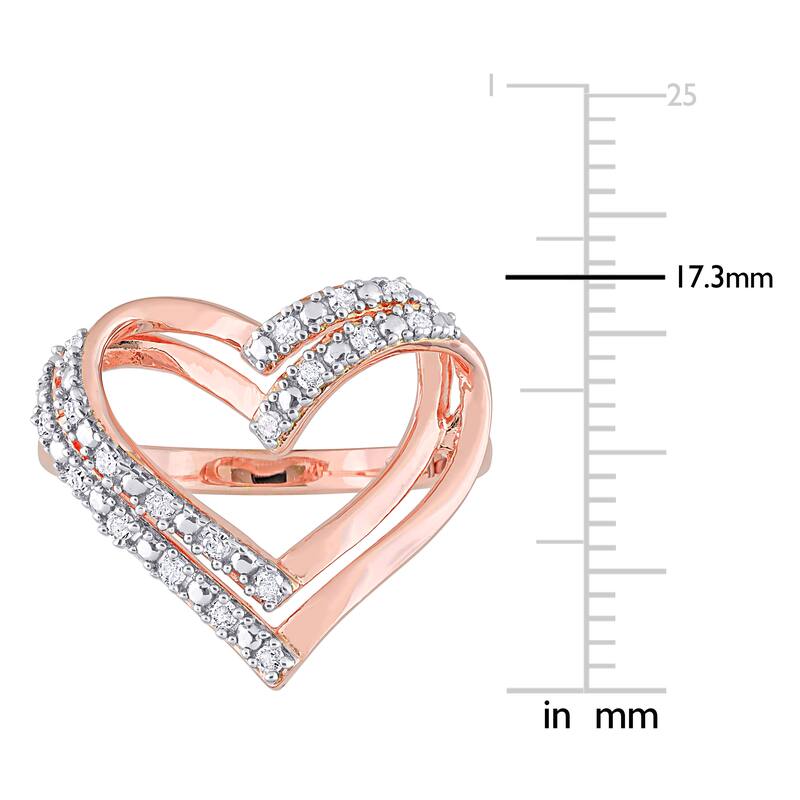 Miadora 1/5ct TDW Diamond Open Heart Ring in Rose Silver