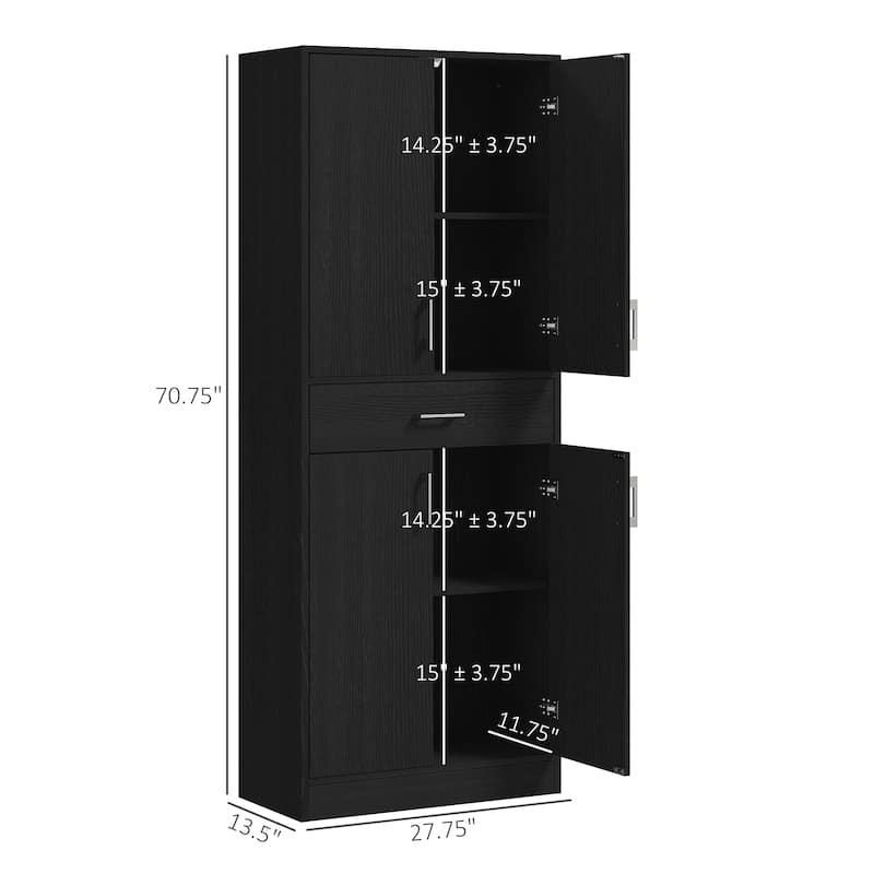 Kitchen Pantry Cabinet Buffet with Drawer and Adjustable Shelf, Tall Storage Cabinet with 2 Double Door Cupboards