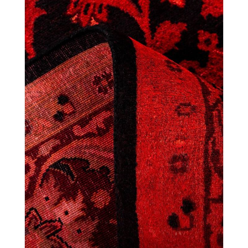 Overton Hand Knotted Wool Vintage Inspired Modern Contemporary Overdyed Orange Area Rug - 6' 4" x 9' 6"