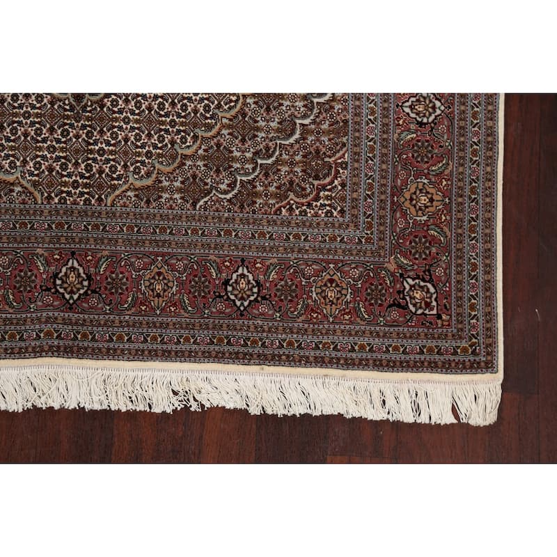Wool/ Silk Vegetable Dye Tabriz Mahi Persian Area Rug Handmade Carpet - 5'0" x 6'9"