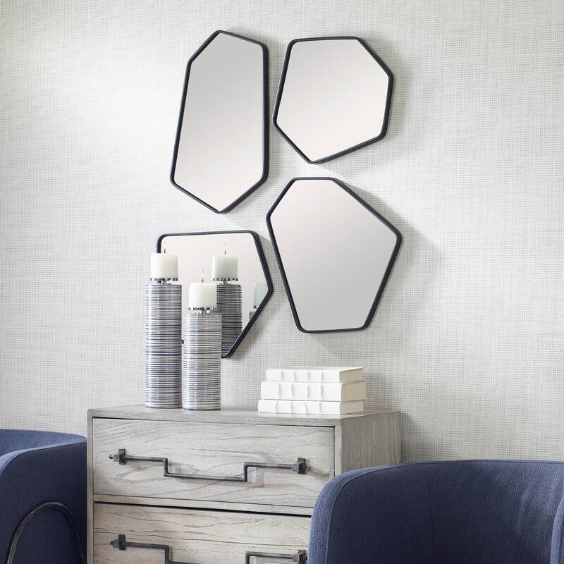 Uttermost Linneah Black Mirrors (Set of 4) - 12.125"W x 20.25"H x 1"D