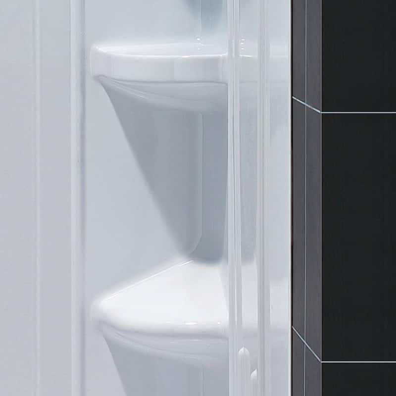 DreamLine 36 in. D x 60 in. W x 75 5/8 in. H Single Threshold Shower Base and Acrylic Backwall Kit - 36" x 60"