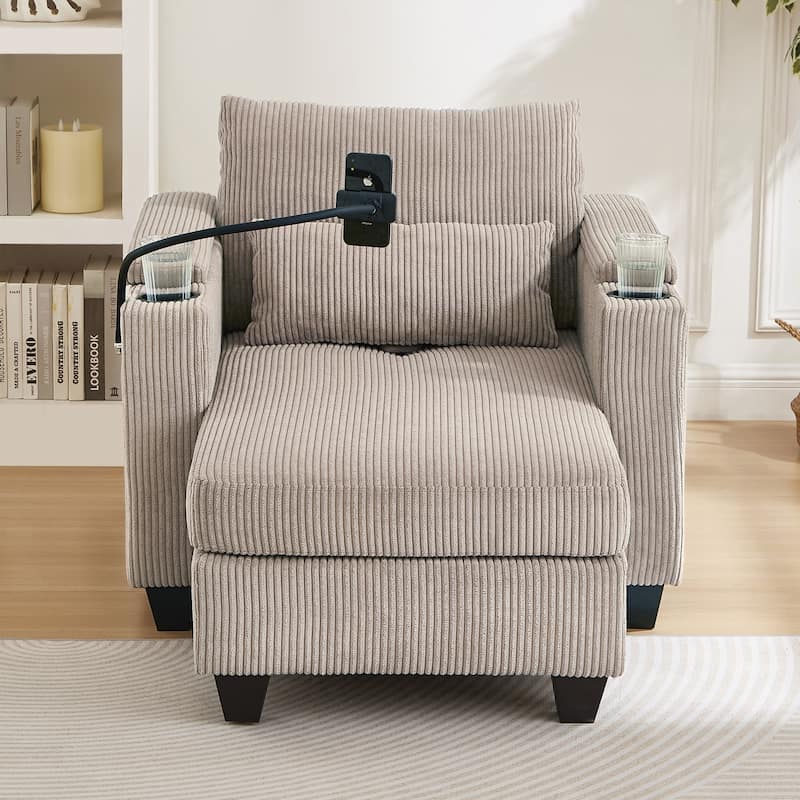 Sofa Chair Sofa Bed Corduroy Sleeper Sofa with USB Ports
