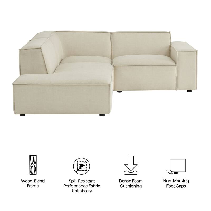 Restore 3-Piece Performance Fabric Upholstered Modular L-Shaped Sectional Sofa