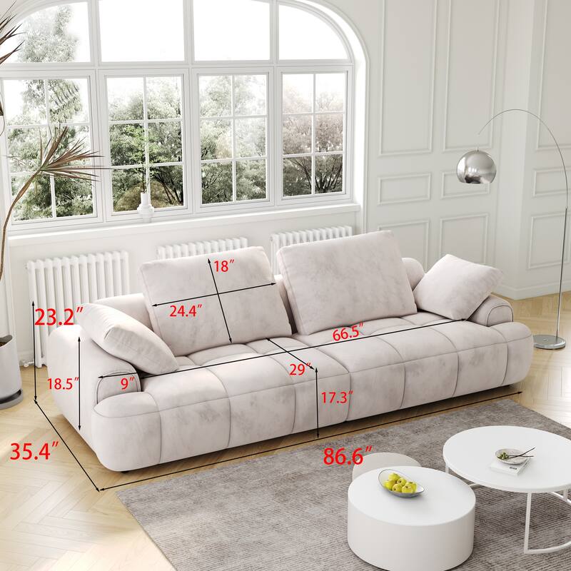 Spacious 3-Seat Suede Couch - Modern Sofa with Eucalyptus Frame, Easy Assembly, Perfect for Living Room