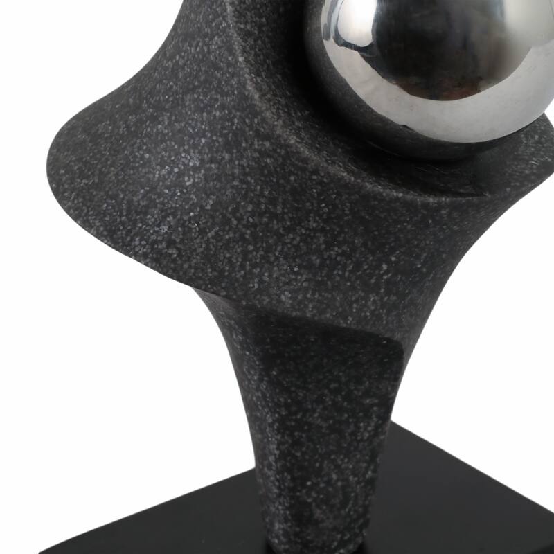 Resin Metal Decorative Object with Sphere Modern Accent - 18" Black - 6" x 6" x 18"