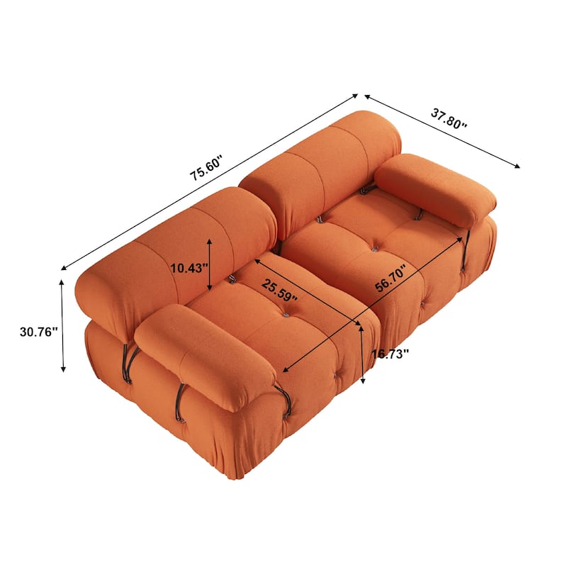Modern Loveseat Couch Teddy Sectional Sofa