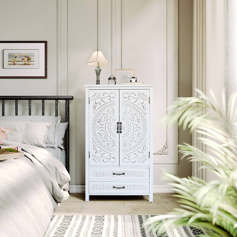 Nightstand Storage Cabinet Sideboard Hallway Cabinet Buffet Cabinet - Natural White