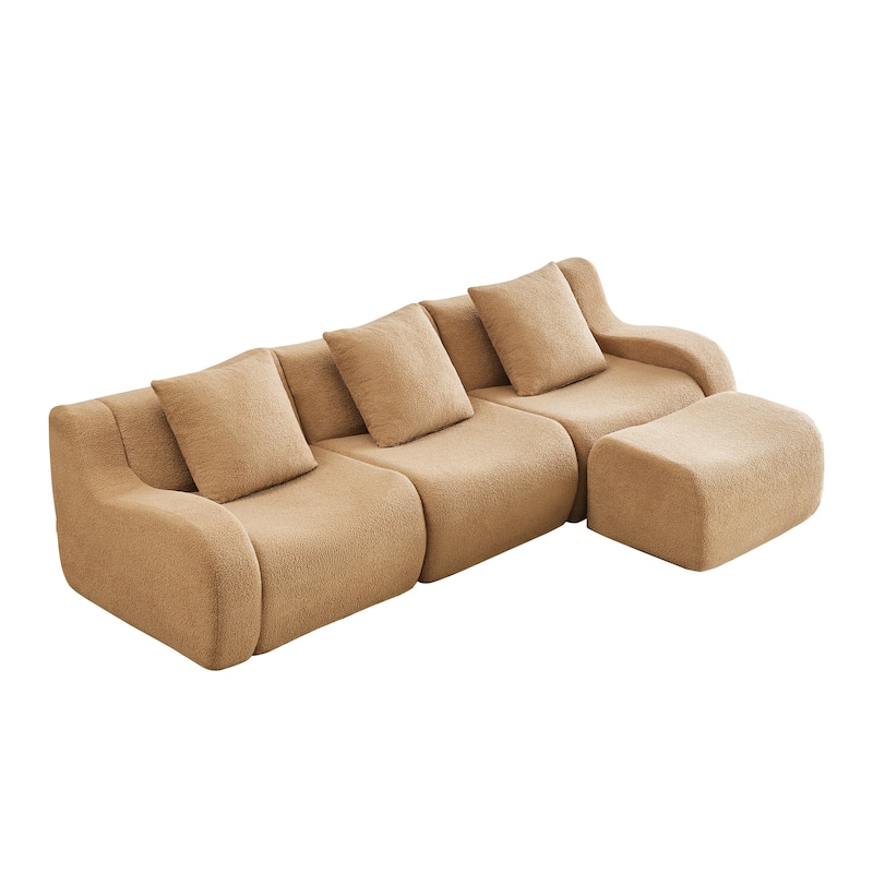 GDF Studio - Fairford 3-Seat Modular Sofa With Curved Armrests & Non-Slip Base