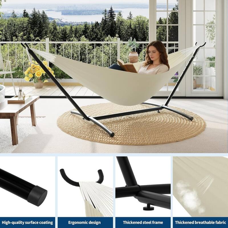 Portable Double Hammocks with Carrying Bag for Outside, 450 lbs Capacity