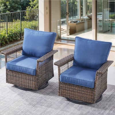 Gymojoy 2 Pieces Patio Swivel Rocker Wicker Chairs