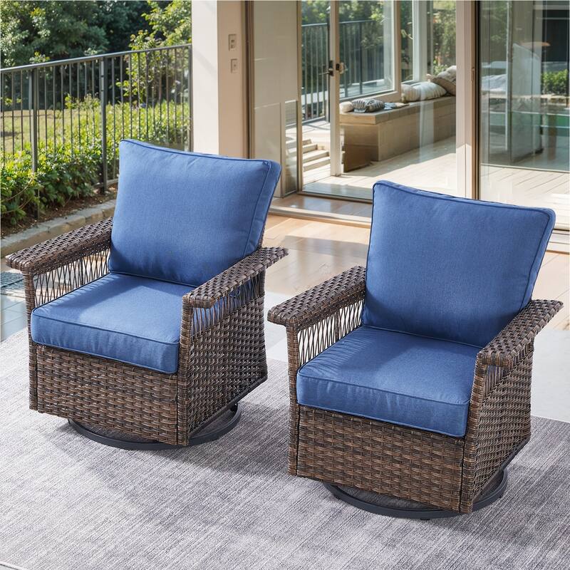 Gymojoy Outdoor Wicker Set of 2 Swivel Glider Chairs