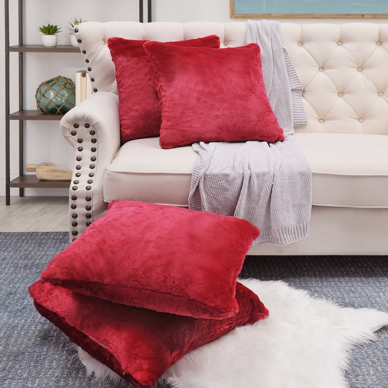 Fauxfur Pillow Shell Set 20'X20" - Jester Red
