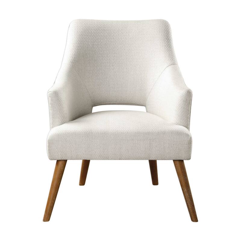 33" white chenille woven argyle pattern retro accent chair