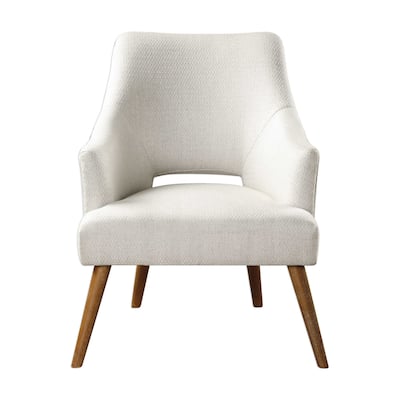 33" white chenille woven argyle pattern retro accent chair