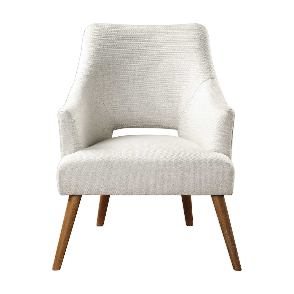 33" white chenille woven argyle pattern retro accent chair