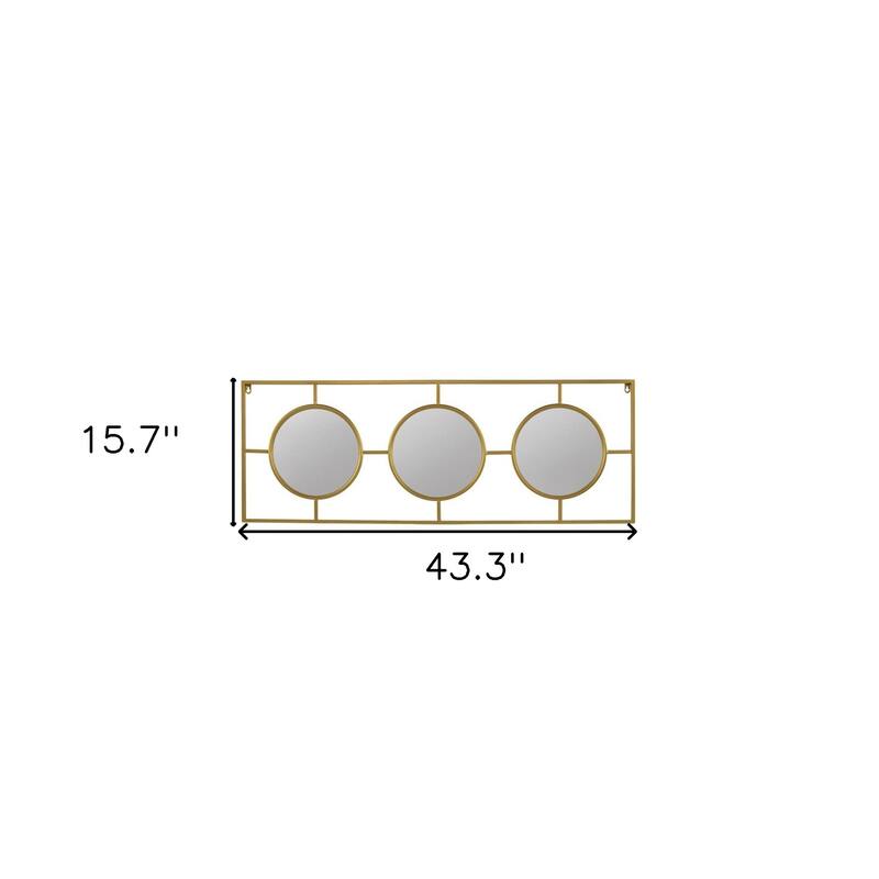 HomeRoots 16" Gold Iron Framed Accent Mirror - 43.3' X '15.7' X '0.8