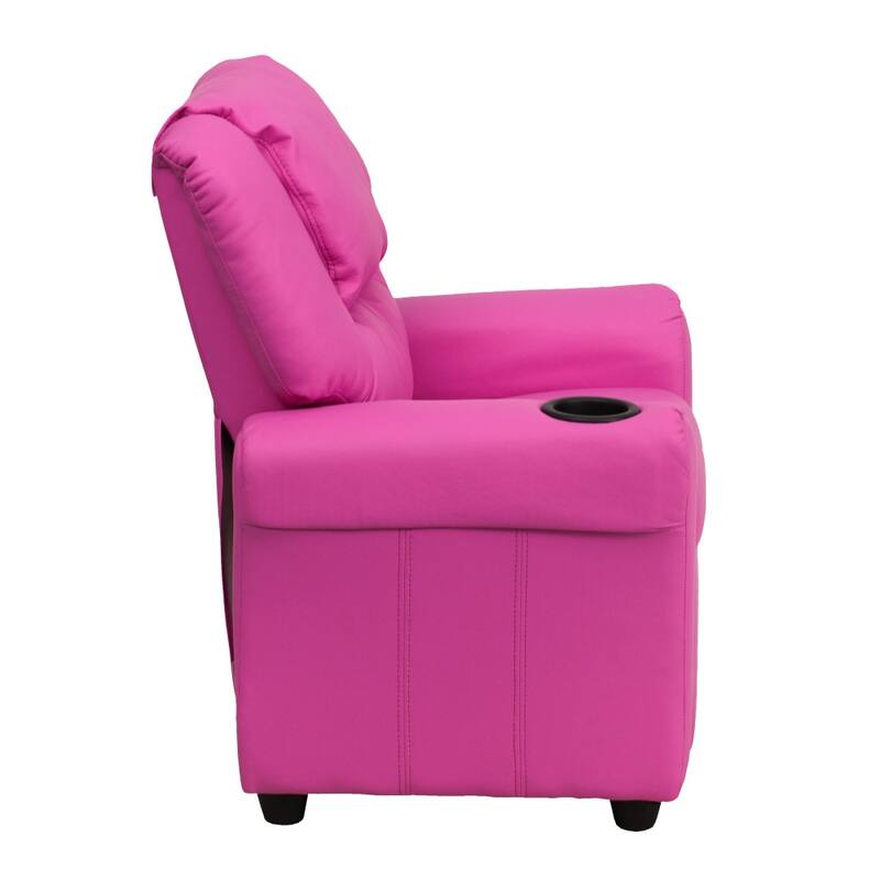 Contemporary Kids Recliner with Cup Holder and Headrest - 24"W x 21.5" - 36.5"D x 27"H