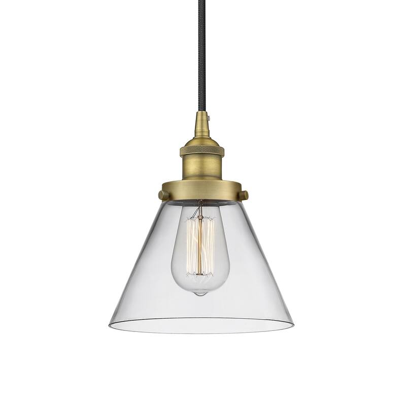 Innovations Lighting 616-1PH-10-8 Cone Pendant Cone 8" Wide Mini - Brushed Brass / Clear