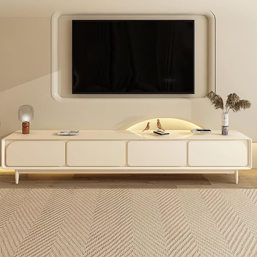 78.74'' Elegance in French Cream White Media Console - 78 inches in width
