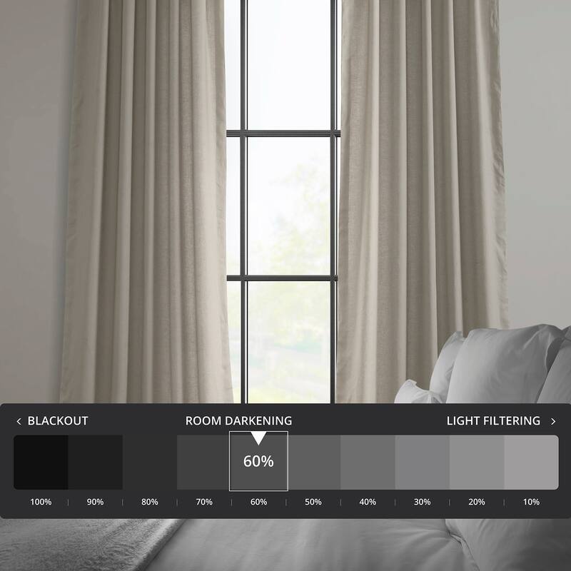 Exclusive Fabrics Room Darkening Euro Linen Curtain (1 Panel) - Window Treatment for Bedroom or Living Room