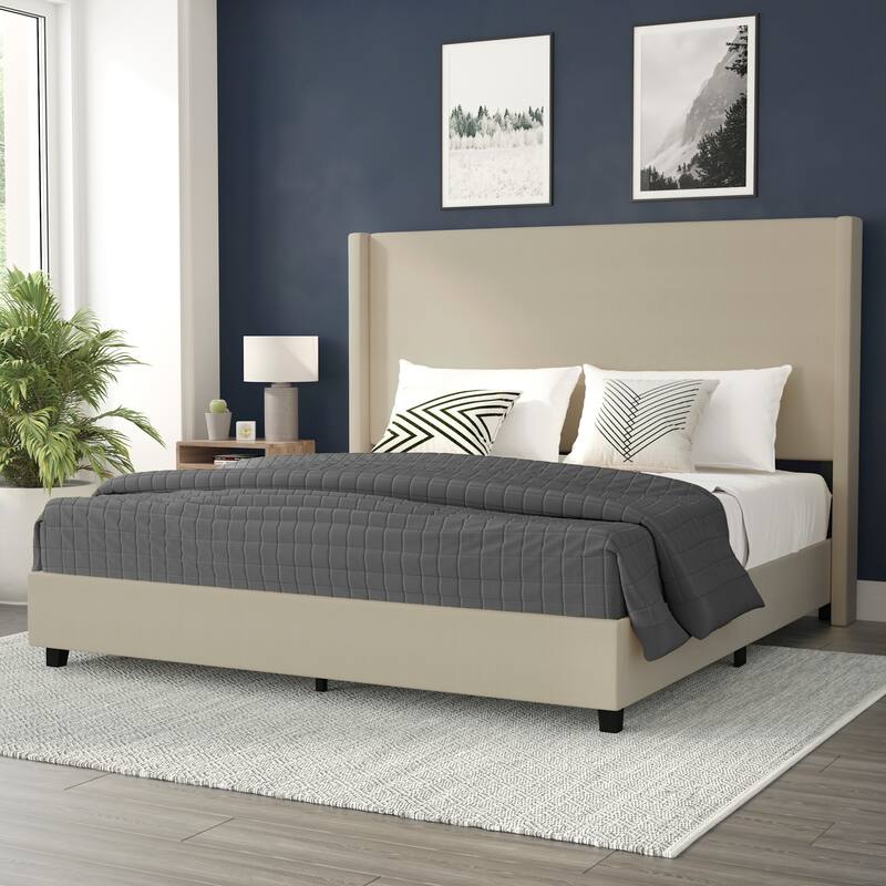 Flash Furniture FFIF98176 Ursulina King Wood Platform Bed Frame with - Beige - King