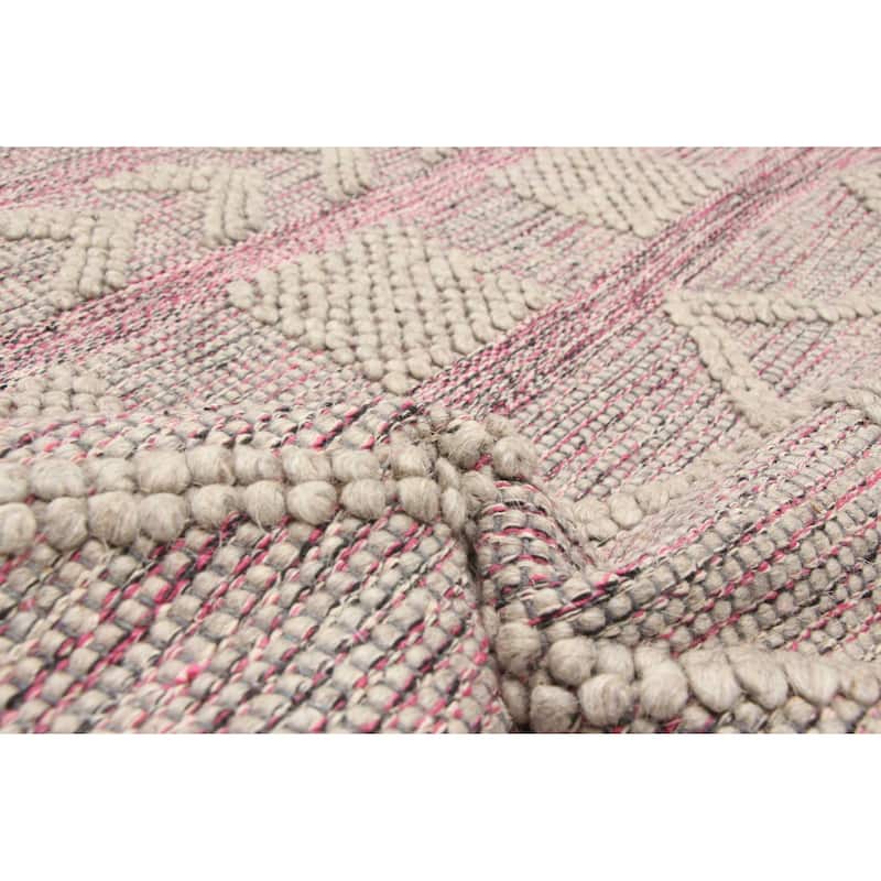 ECARPETGALLERY Braid weave Sienna Pink Wool Rug - 4'11 x 8'0