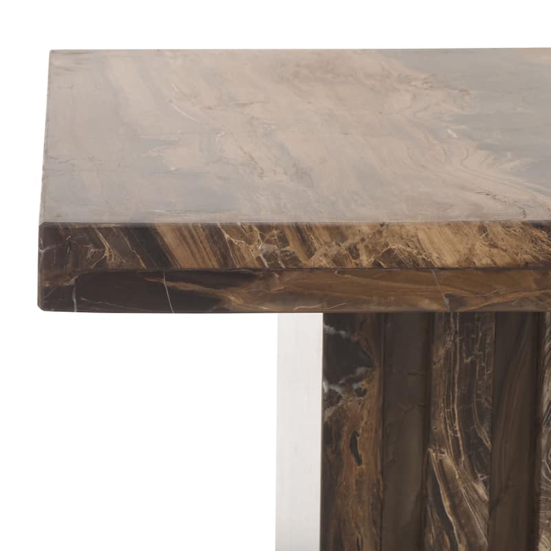 SAFAVIEH Couture Izzat Square Marble Accent Table - 21 In W x 21 In D x 12 In H - 21"W x 21"D x 12"H