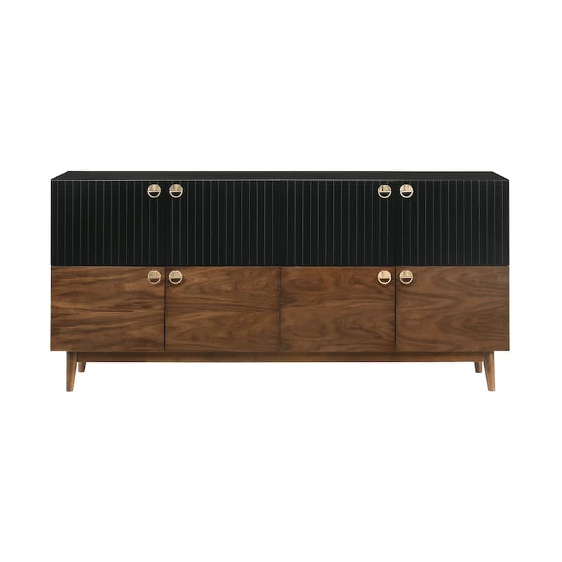 Amigo Black and Walnut Wood 4 Door Buffet Sideboard Storage Cabinet