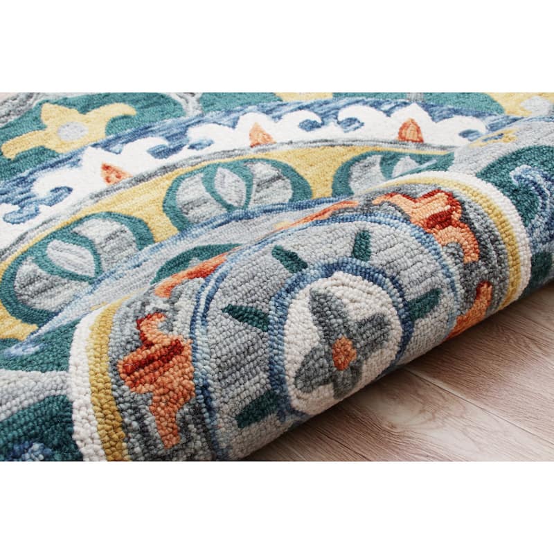 Sevita Hand Hooked Radiant Mandala Medallion Round Rug