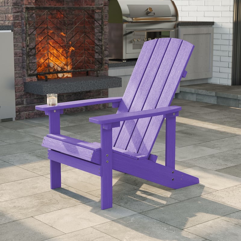 LIVOOSUN Outdoor Recycled Plastic Modern Outdoor Adirondack Chair Set of 1/2/4 - 1 Piece - LightPurple