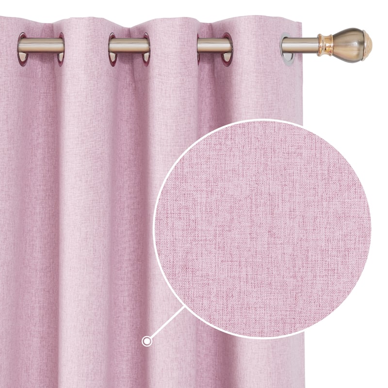Deconovo Faux Linen Total Blackout Grommet Curtain (2 Panels)