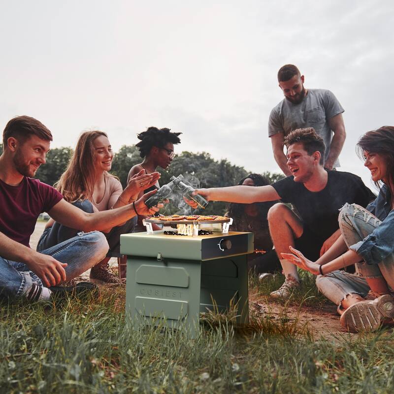 COSIEST Outdoor Patio Foldable Smokeless Fire Pit with Cooking Grill