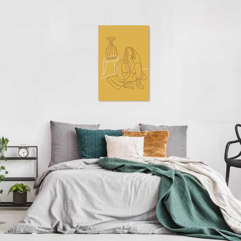 Wynwood Studio Canvas Education and Office Girl at Home Yellow and Mustard Modern & Contemporary Wall Art Canvas Print - 24 x 16
