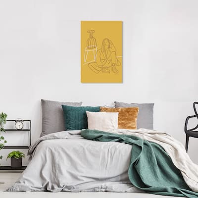 Wynwood Studio Canvas Education and Office Girl at Home Yellow and Mustard Modern & Contemporary Wall Art Canvas Print
