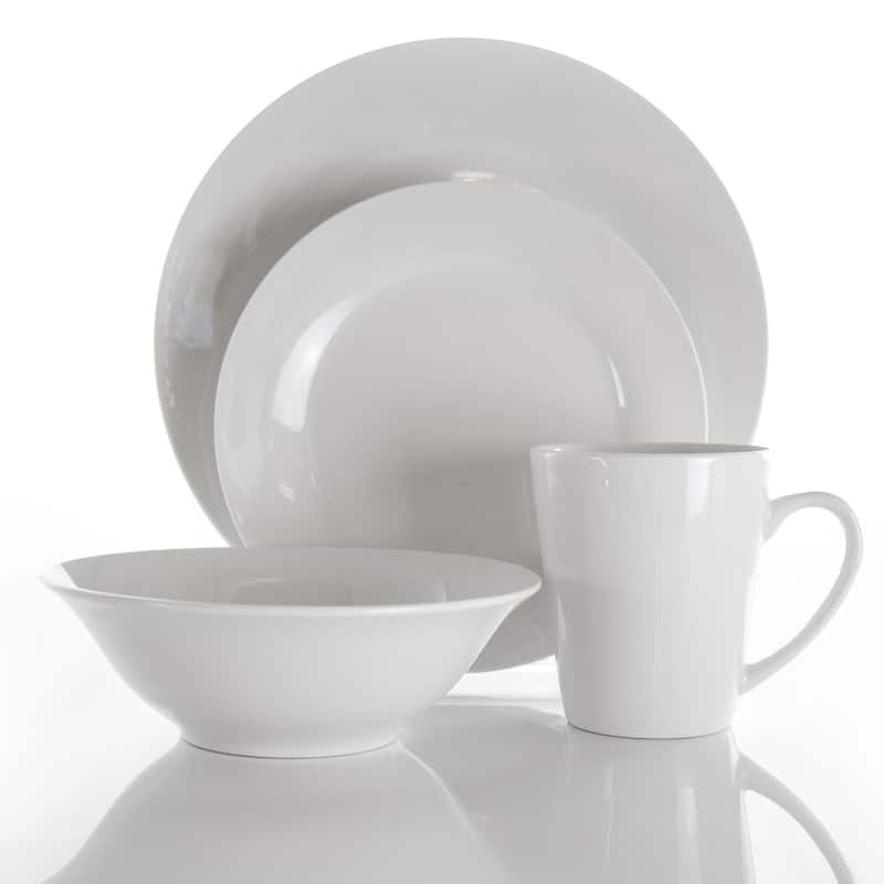 Edmund Dinnerware Porcelain 16 Piece Set in White