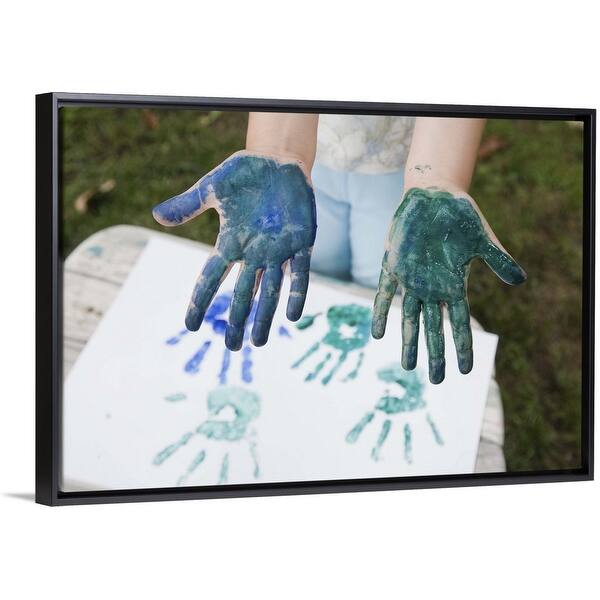 Shop Child With Handprint Painting And Paint On Hands Black