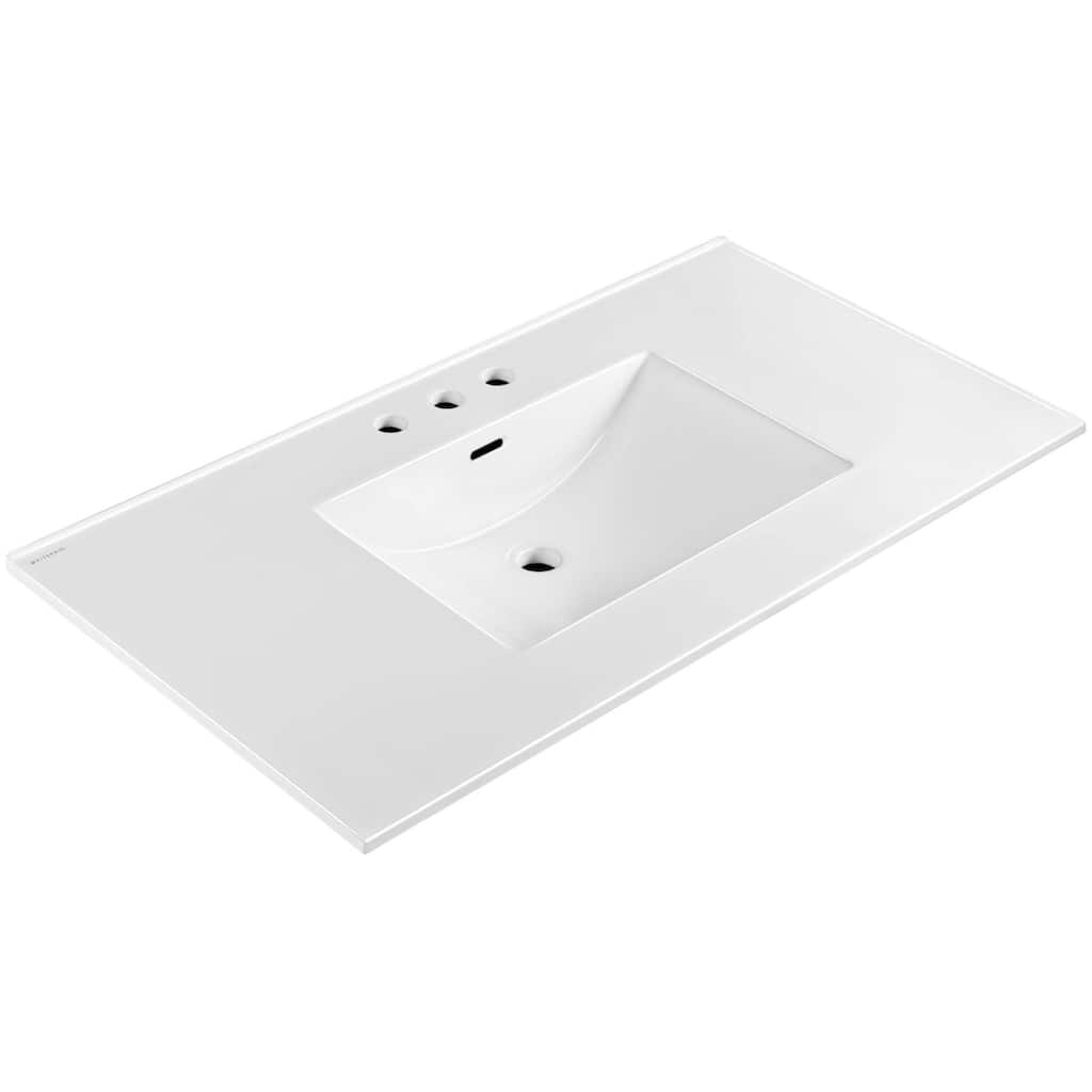 Whitehaus WHCS4322-3H 43" Rectangular Vitreous China Drop In Bathroom