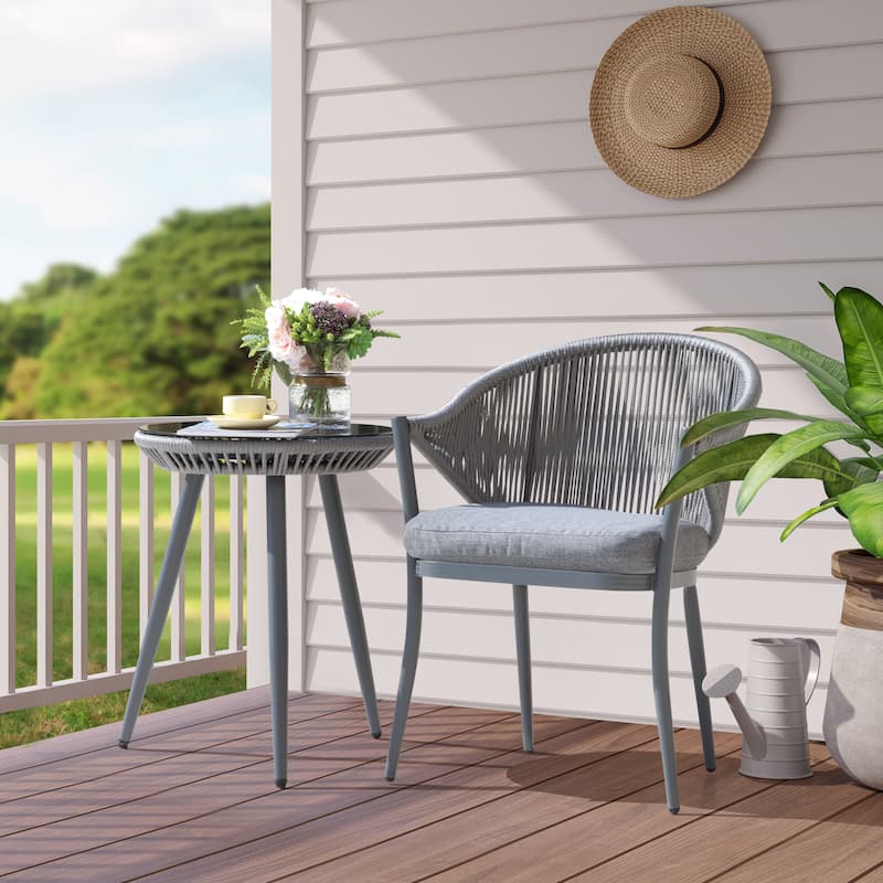 Nuu Garden 3pcs Aluminum Patio Bistro Conversation Set with Cushions