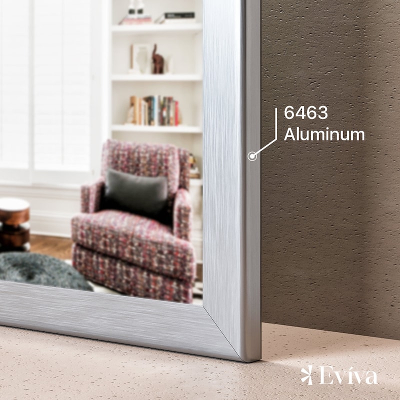 Eviva Sax 24" x 30" Rectangular Brushed Nickel Metal Framed Mirror - Brushed Nickel