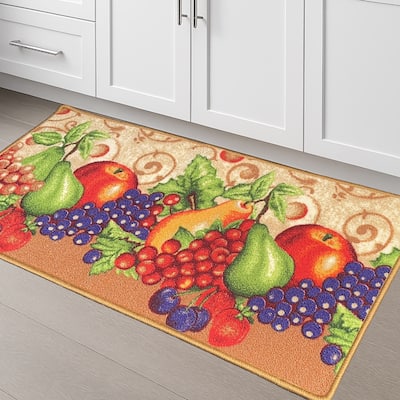 Fruits Washable Kitchen Mat With Non-Slip Backing - 19"x39" - 19" x 39"