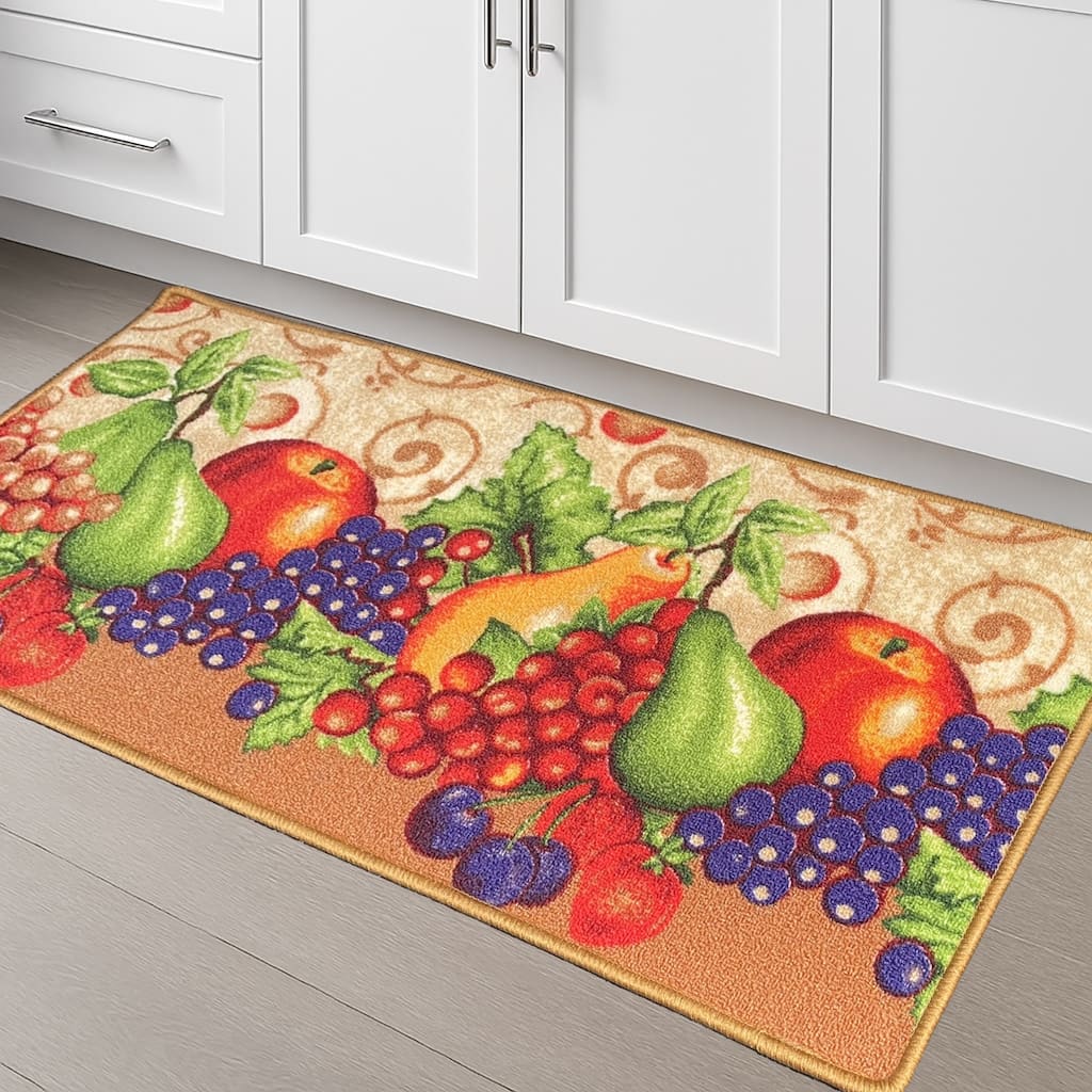 Fruits Washable Kitchen Mat With Non-Slip Backing - 19"x39" - 19" x 39"