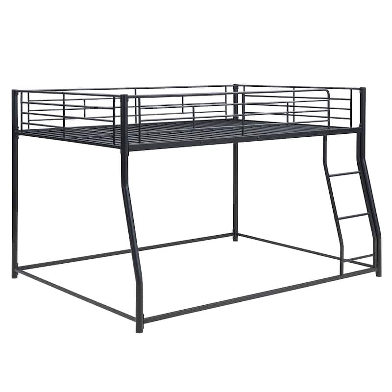 Full XL Over Queen Steel Bunk Bed with Ladder and Guardrail