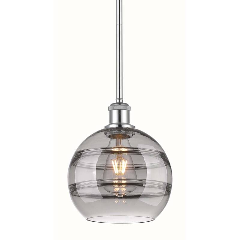 Innovations Lighting 516-1S-10-8 Rochester Pendant Rochester 8" Wide - Polished Chrome / Light Smoke